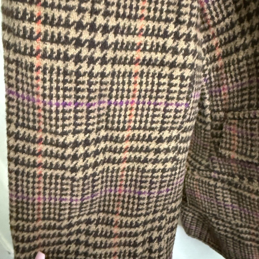 Chaps Women's Plaid Wool Blend Blazer Size 10 Brown Corduroy Collar Jacket - Picture 4 of 6